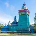 View at the Colored Wooden church of Saint Michael Archangel in Swiatkowa Wielka village - Poland